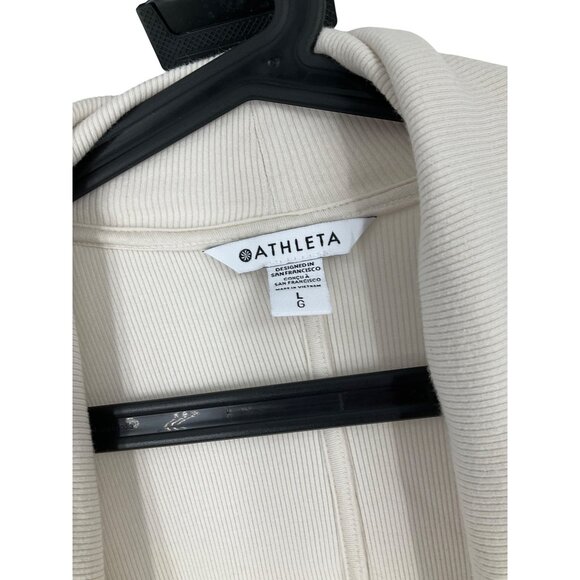 Athleta Pranayama Restore Rib Wrap Cardigan L Open Front Beige Womens - Picture 4 of 8